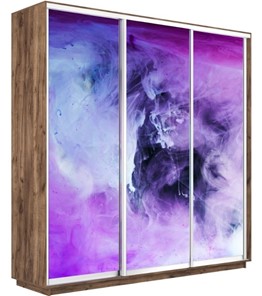 Шкаф 3-створчатый Экспресс 2400х600х2200, Фиолетовый дым/дуб табачный в Химках