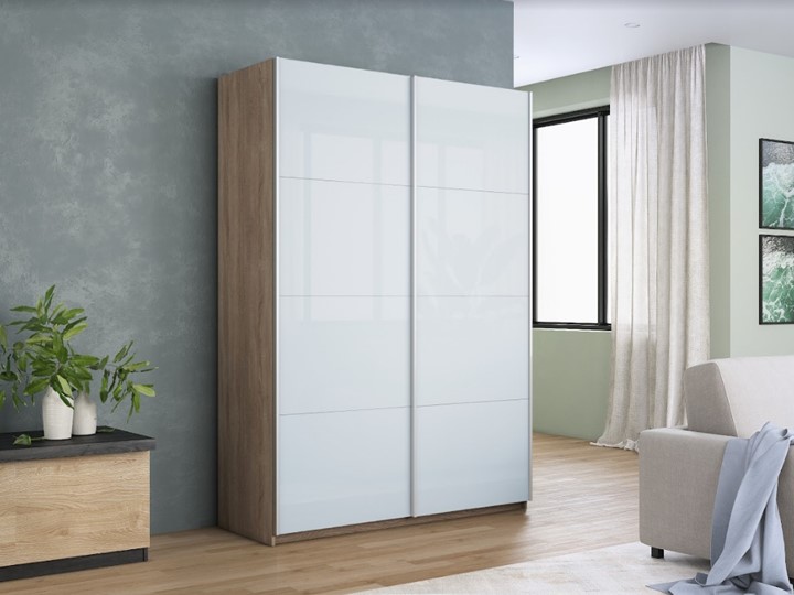 Шкаф Прайм (Белое стекло/Белое стекло) 1600x570x2300, дуб сонома в Одинцово - изображение 4