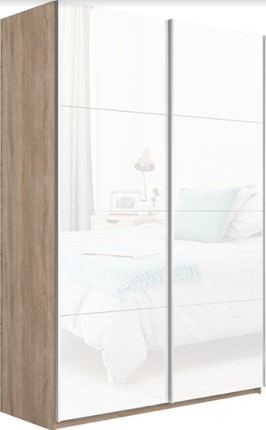 Шкаф Прайм (Белое стекло/Белое стекло) 1600x570x2300, дуб сонома в Одинцово - изображение