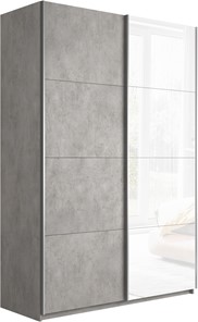 Шкаф 2-х дверный Прайм (ДСП/Белое стекло) 1200x570x2300, бетон в Химках
