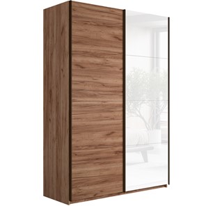 Шкаф 2-дверный Прайм (ДСП/Белое стекло) 1200x570x2300, Крафт табачный в Серпухове