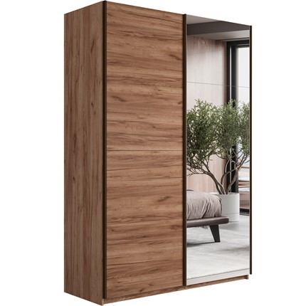 Шкаф 2-х дверный Прайм (ДСП/Зеркало) 1600x570x2300, Крафт табачный в Подольске - изображение