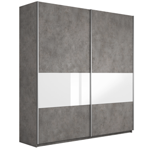 Шкаф 2-створчатый Широкий Прайм (ДСП / Белое стекло) 2200x570x2300, Бетон в Подольске