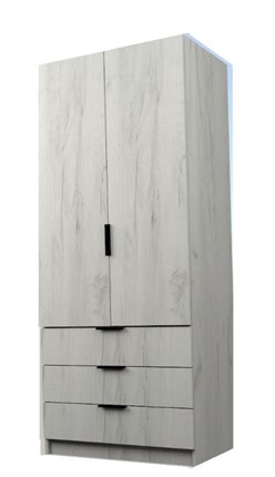 Распашной шкаф ЭШ2-РС-23-8-3я, Дуб Крафт белый 190х80х52 в Москве - изображение