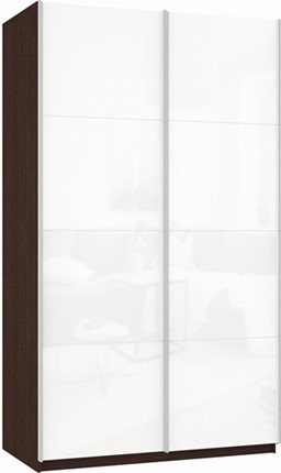 Шкаф Прайм (Белое стекло/Белое стекло) 1600x570x2300, венге в Москве - изображение