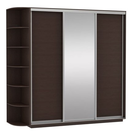 Шкаф Экспресс (ДСП/Зеркало/ДСП) со стеллажом, 2400х600х2400, венге в Одинцово - изображение