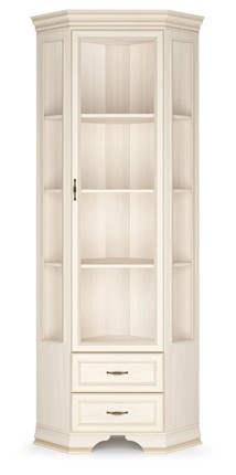 Угловой шкаф-витрина Сиена, Бодега белый / патина золото в Подольске - изображение
