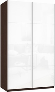 Шкаф 2-дверный Прайм (Белое стекло/Белое стекло) 1400x570x2300, венге в Одинцово - предосмотр