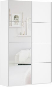 Шкаф 2-х створчатый Прайм (ДСП/Зеркало) 1200x570x2300, белый снег в Одинцово