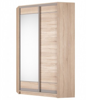 Угловой шкаф Аларти (YA-230х1250(602) (2) Вар. 4; двери D1+D2), с зеркалом в Одинцово - изображение