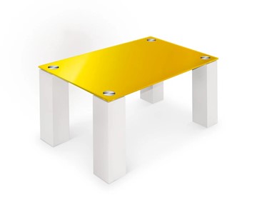 Журнальный стол Колизей-8, белый/желтое стекло в Химках