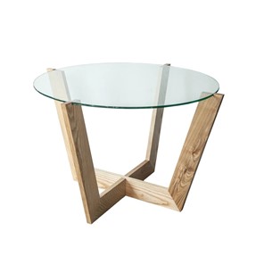Стеклянный столик в гостиную Оникс-10, Натуральный массив/Прозрачное стекло в Одинцово
