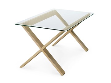 Стеклянный столик Оникс-11, Натуральный массив/Прозрачное стекло в Коломне