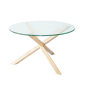 Стеклянный столик Оникс-3, Натуральный массив/Прозрачное стекло в Коломне