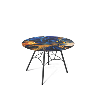Круглый столик SHT-S100 / SHT-TT32 60 стекло/МДФ (синий сапфир/черный муар) в Москве
