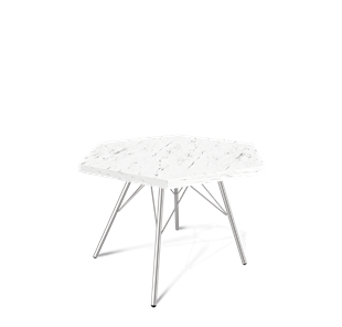 Шестигранный столик SHT-S37 / SHT-ТT20 60 ЛДСП (мрамор каррара белый/хром лак) в Подольске