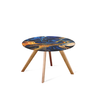 Круглый столик SHT-S39 / SHT-TT32 60 стекло/МДФ (синий сапфир/светлый орех) в Подольске