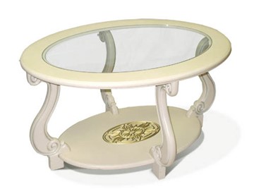 Стеклянный столик Мебелик Овация-С, слоновая кость в Москве