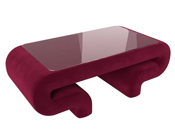 Стеклянный столик в зал Волна, бордовый (микровельвет) в Одинцово