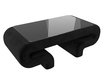 Стеклянный столик в гостиную Волна, черный (велюр) в Химках