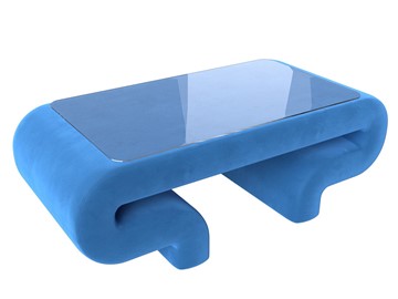 Стеклянный столик Волна, голубой (велюр) в Одинцово