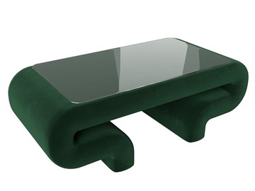 Стеклянный журнальный столик Волна, зеленый (велюр) в Серпухове
