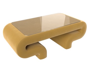 Стеклянный столик Волна, желтый (микровельвет) в Серпухове