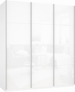 Шкаф Прайм (3 Белое стекло) 1800x570x2300, белый снег в Москве - предосмотр