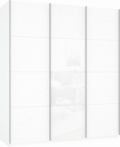 Шкаф-купе Прайм (ДСП/Белое стекло/ДСП) 1800x570x2300, белый снег в Подольске - предосмотр