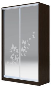 Шкаф 2-х створчатый 2200х1362х620 два зеркала, "Бабочки" ХИТ 22-14-66-05 Венге Аруба в Серпухове