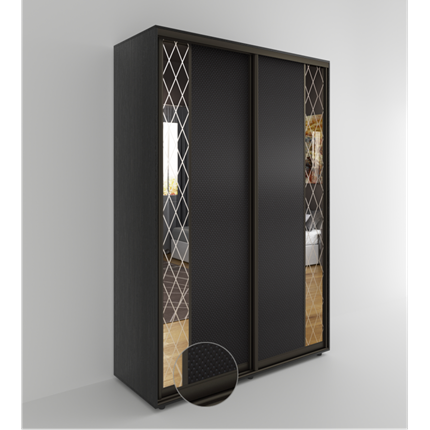 Шкаф 2-х дверный Акцент-Вера 2-КР (Эко кожа Версаль, ромбы) 2303х1200х600, Венге в Москве - изображение