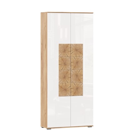 Шкаф двухстворчатый Фиджи, 659310, белый/дуб золотой в Подольске - изображение