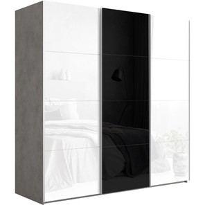 Шкаф-купе трехстворчатый Эста, 8 белых/4 черных стекол, 2700x660x2200, бетон в Москве