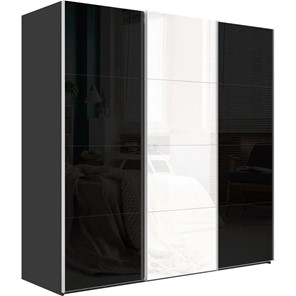 Шкаф-купе трехдверный Эста, 8 черных/4 белых стекол, 2700x660x2200, серый диамант в Москве