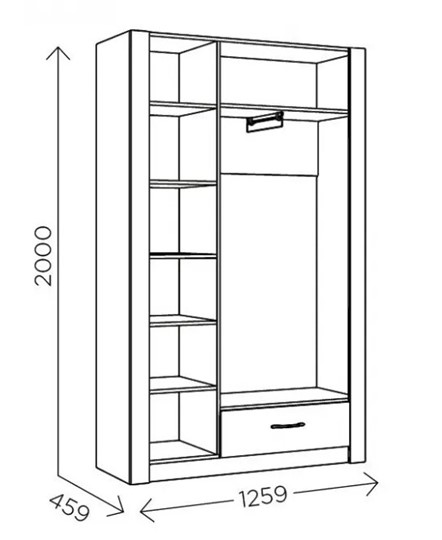 Шкаф гардеробный Ева 5 М2 дуб ирландский/белый матовый в Химках - изображение 2