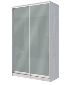 Шкаф 2-х дверный Хит-22-14-22 с цветным стеклом, средне-серый 074, Дуб крафт белый в Москве