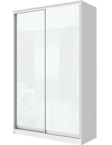Шкаф 2-х створчатый Хит-22-4-14-22 с цветным стеклом, белое №10, Белый корпус в Москве