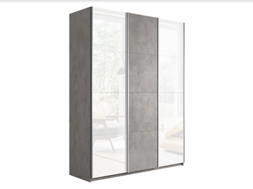 Шкаф Прайм (Белое стекло/ДСП/Белое стекло) 1800x570x2300, бетон в Подольске
