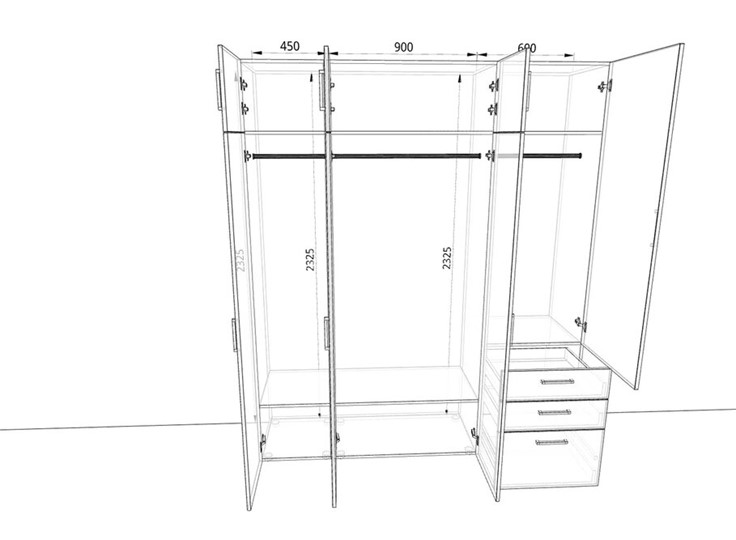 Распашной шкаф 1950х500х2325мм (19505) Белый/Жемчуг/Зеркало в Одинцово - изображение 1