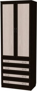 Шкаф 2-х дверный 103 со штангой, цвет Венге в Химках