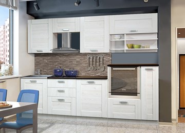 Гарнитур на кухню Квадро 2700, цвет Белая лиственница в Химках