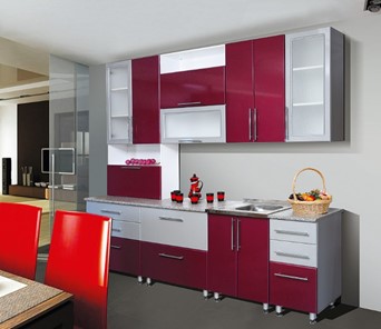 Модульный кухонный гарнитур Мыло 224 2600, цвет Бордо металлик/Серебристый металлик в Подольске