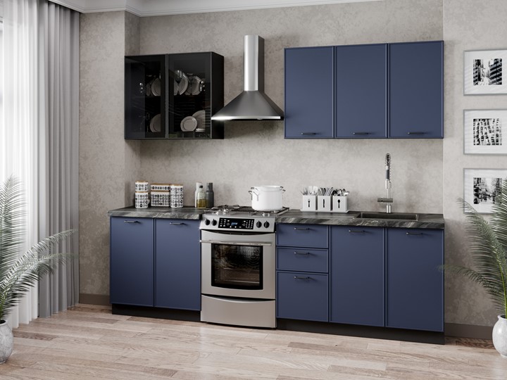 Модульная кухня 2600 Индиго, Черный/Темно-синий в Химках - изображение