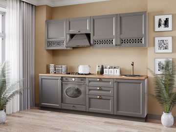 Модульный кухонный гарнитур Амели-3 2400, Белый/Оникс серый в Одинцово