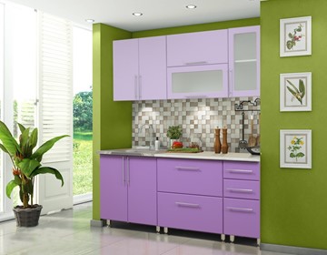Гарнитур кухонный Мыло 224 2000х718, цвет Фиолет/Пастель фиолет в Химках