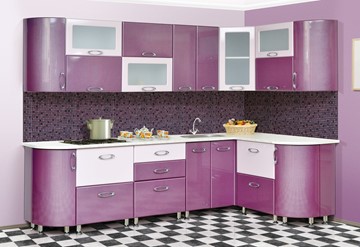 Кухонный угловой гарнитур Мыло 128 2700х1500, цвет Фиолет/Пастель фиолет в Одинцово