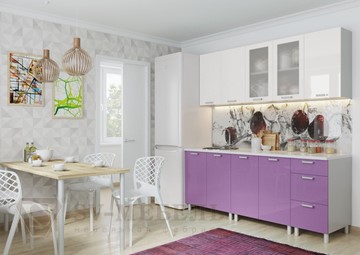 Кухонный гарнитур угловой Модерн, белый глянец/фиолетовый металлик в Одинцово