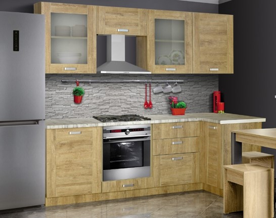 Модульная кухня Квадро 2400х1000, цвет Дуб Баррик в Химках - изображение