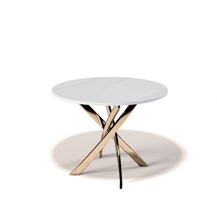 Кухонный обеденный стол Kenner R1000 (Золото/Стекло белое глянец) в Одинцово - изображение