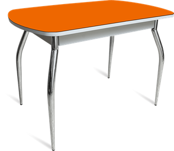 Обеденный раздвижной стол ПГ-07 СТ1 белое/оранжевое/35 хром фигурные гнутые в Москве